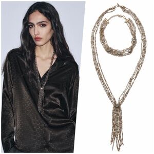 Zara Beaded Choker Necklaces Pack of Two 2 Gray